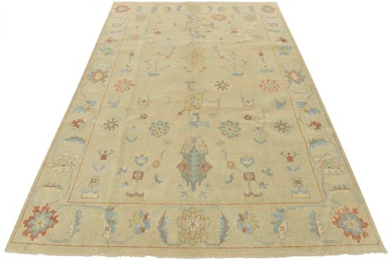 Anatolia Rug 8'10'' x 12'1'' Beige Wool Modern Hand-Knotted Oriental Carpet
