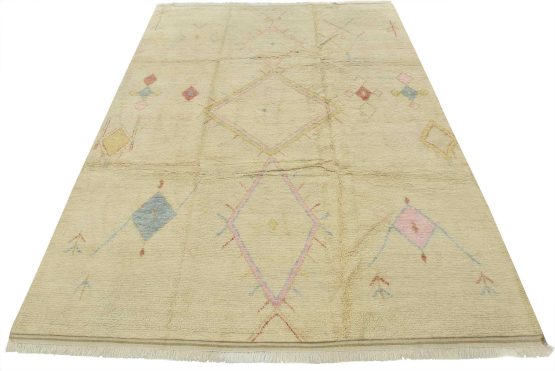 Moroccan Rug 9'4'' x 12'1'' Ivory Wool Contemporary Hand-Knotted Carpet