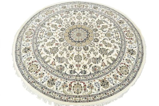 Fine Nain Rug 9'11'' x 9'10'' White Wool Traditional Hand-Knotted Carpet