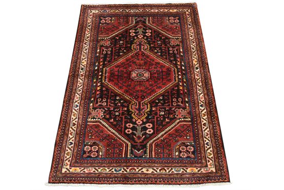 Zanjan Rug 3'5'' x 5' Blue Wool Vintage Tribal Hand-Knotted Oriental Carpet