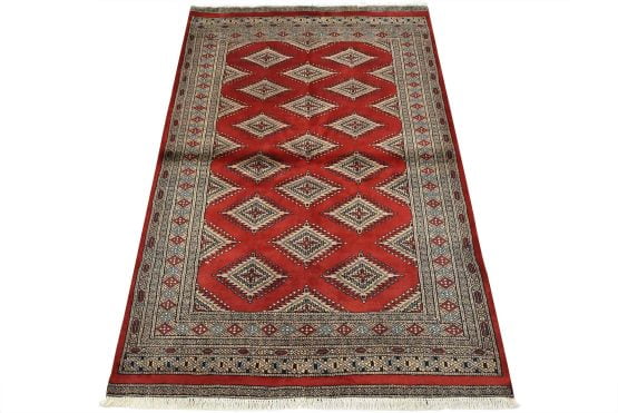 Bokhara Jaldar Rug 3'11'' x 6' Red Wool Tribal Hand-Knotted Oriental Carpet