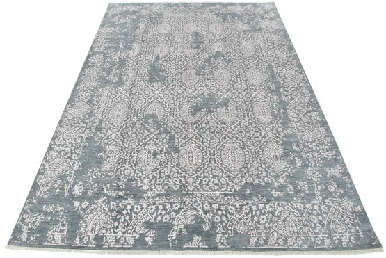 Modern Rug 8'11'' x 12' Gray Pink Wool/Viscose Traditional Hand-Knotted Carpet