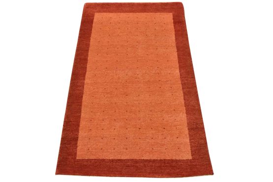 Gabbeh Rug 3'1'' x 5'2' Orange Wool Contemporary Hand-Knotted Carpet