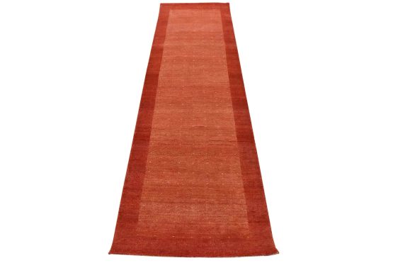 Gabbeh Runner 3' x 9'8'' Red Wool Contemporary Hand-Knotted Rug