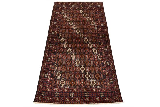 Baloch Rug 3'3'' x 6' Blue Wool Vintage Tribal Hand-Knotted Oriental Carpet