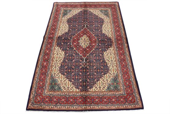 Sarouk Rug 4’4” x 6’8” Blue Wool Vintage Traditional Hand-Knotted Carpet