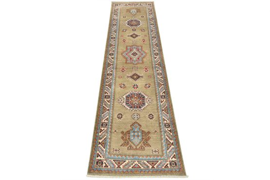 Kazak Runner 2'8'' x 9'8'' Brown Wool Tribal Hand-Knotted Oriental Rug