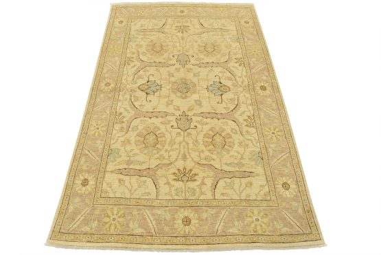 Ziegler Rug 6'1'' x 9'1'' Beige Wool Traditional Hand-Knotted Oriental Carpet