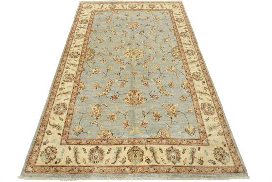 Ziegler Rug 6'1'' x 9'3'' Blue Wool Traditional Hand-Knotted Oriental Carpet