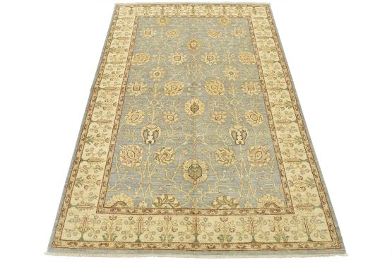 Ziegler Rug 6'2'' x 9'2'' Blue Wool Traditional Hand-Knotted Oriental Carpet
