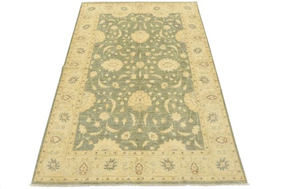Ziegler Rug 6'2'' x 8'7'' Green Wool Traditional Hand-Knotted Oriental Carpet