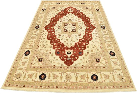 Afghan Chobi Ziegler Carpet Hand Knotted 180x270 Beige Oriental Wool 
