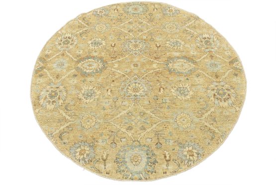 Ziegler Rug 6'2'' x 6'3'' Beige Wool Traditional Hand-Knotted Oriental Carpet