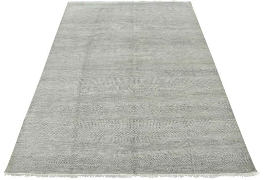 Fine Contemporary Rug 8'1'' x 10'2'' Gray Wool Hand-Knotted Carpet