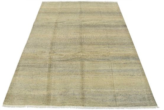 Fine Contemporary Rug 8'2'' x 10'4'' Beige Gray Wool Hand-Knotted Carpet