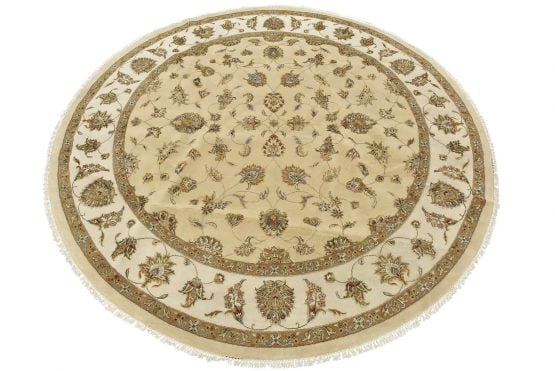 Agra Rug 10'1'' x 10'4'' Beige Wool/Silk Traditional Hand-Knotted Carpet