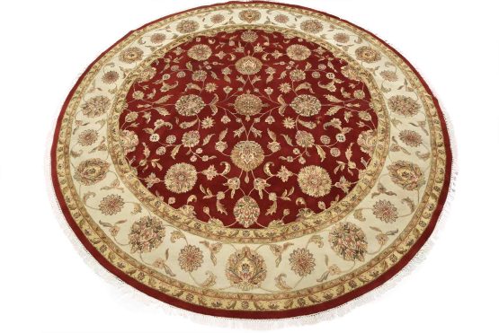 Agra Rug 10' x 10'3'' Red Wool/Silk Traditional Hand-Knotted Oriental Carpet