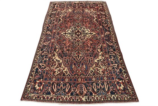 Bakhtiari Rug 6'7'' x 10'3'' Red Wool Semi-Antique Hand-Knotted Oriental Carpet