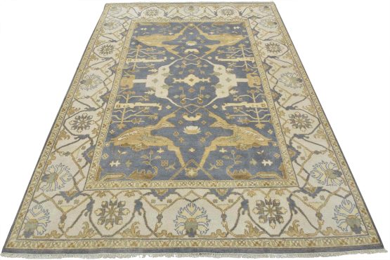 Oushak Rug 9' x 11'11'' Gray Wool Tribal Hand-Knotted Oriental Carpet