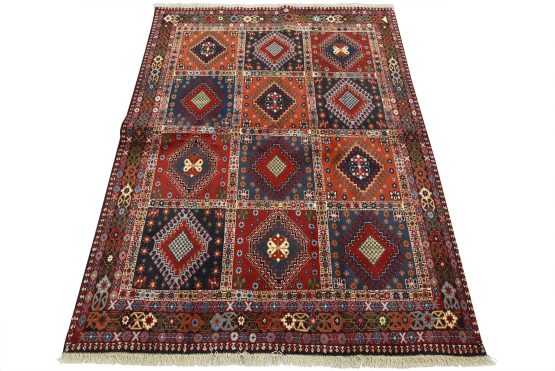 Yalameh Rug 5' x 6'7'' Multicolor Wool Vintage Tribal Hand-Knotted Carpet