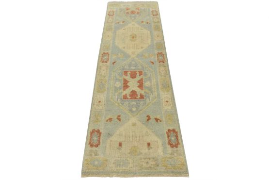 Anatolia Runner 2'10'' x 8'7'' Blue Wool Tribal Hand-Knotted Oriental Rug