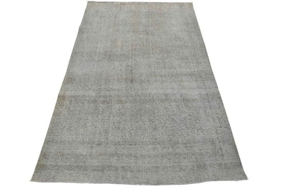 Tabriz Rug 6'7'' x 9'8'' Gray Wool Vintage Overdyed Hand-Knotted Carpet