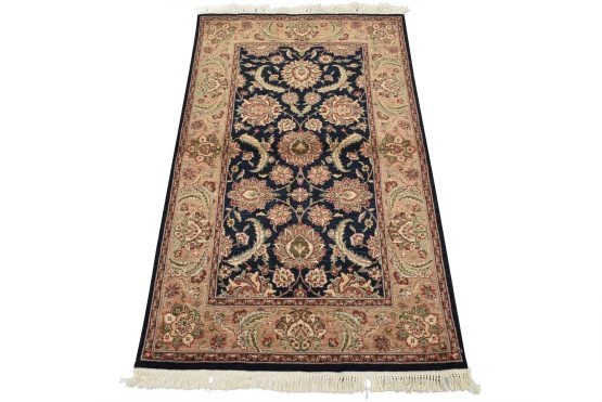 Fine Tabriz Rug 3'1'' x 5'2'' Blue Wool Traditional Hand-Knotted Carpet