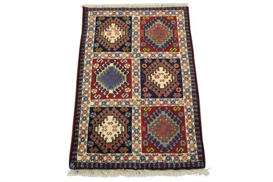 Yalameh Rug 2' x 2'11'' Multicolor Wool Vintage Tribal Hand-Knotted Carpet