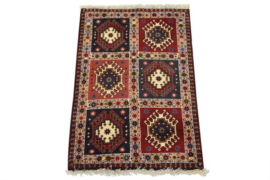Yalameh Rug 2'1'' x 3' Multicolor Wool Vintage Tribal Hand-Knotted Carpet