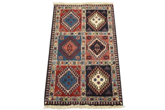 Yalameh Rug 2' x 3'4'' Multicolor Wool Vintage Tribal Hand-Knotted Carpet