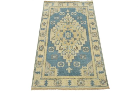 Anatolia Rug 3' x 5' Blue Wool Tribal Geometric Hand-Knotted Oriental Rug