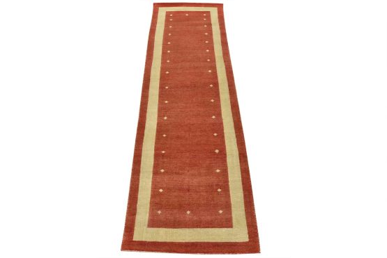 Gabbeh Runner 2'11'' x 9'8'' Red Wool Contemporary Hand-Knotted Rug
