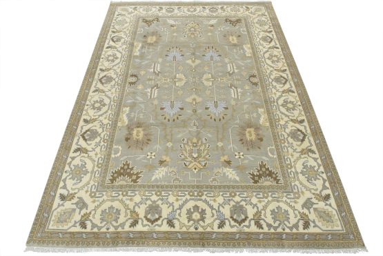 Oushak Rug 10'1'' x 13'10'' Gray Wool Traditional Hand-Knotted Oriental Carpet