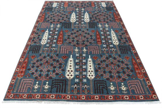Heriz Rug 9'2'' x 12' Blue Wool Tribal Hand-Knotted Oriental Carpet
