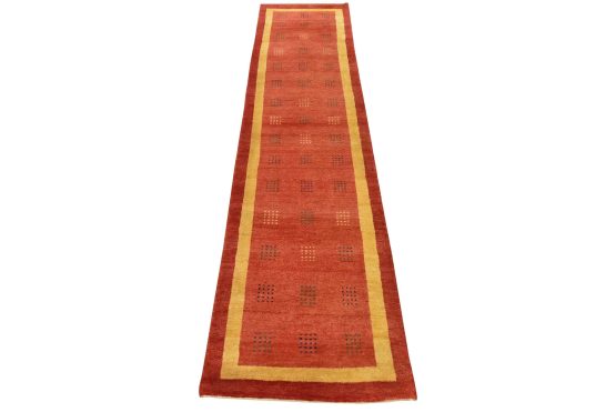 Gabbeh Runner 2'7'' x 9'10'' Red Wool Contemporary Hand-Knotted Rug