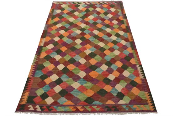 Kilim Rug 6'10'' x 9'8'' Multicolor Wool Tribal Handwoven Oriental Carpet