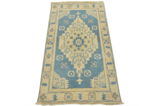 Anatolia Rug 2'11'' x 5'1'' Blue Wool Tribal Hand-Knotted Oriental Carpet