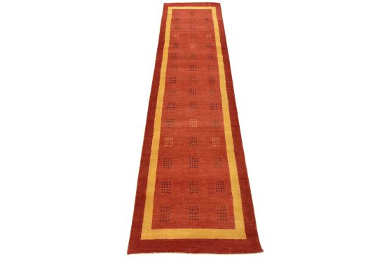 Gabbeh Runner 2'6'' x 9'6'' Red Wool Contemporary Hand-Knotted Rug