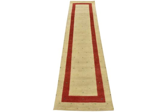 Gabbeh Runner 2'7'' x 9'10'' Ivory Wool Contemporary Hand-Knotted Rug