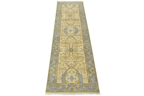 Oushak Runner 2'7'' x 8'1'' Ivory Wool Tribal Hand-Knotted Oriental Rug