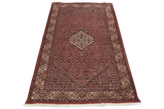 Fine Bidjar Rug 4'9'' x 7'1'' Red Wool Vintage Traditional Hand-Knotted Oriental Carpet