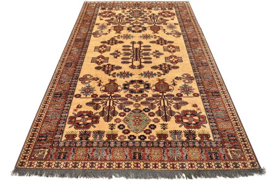 Fine Kazak Rug 6'11'' x 9'8'' Beige Wool Tribal Hand-Knotted Oriental Carpet