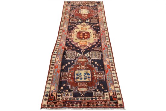 Sarab Runner 4'8'' x 11'4'' Blue Wool Semi-Antique Tribal Hand-Knotted Rug