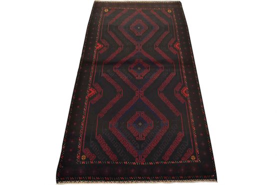 Baloch Rug 3'8'' x 6'8'' Blue Wool Vintage Tribal Hand-Knotted Oriental Carpet