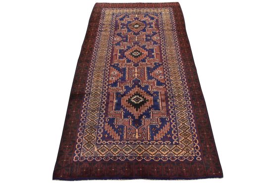 Baloch Rug 5'4'' x 9'9'' Pink Wool Vintage Tribal Hand-Knotted Oriental Carpet