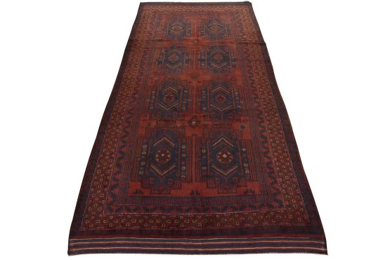 Baloch Rug 6'2'' x 12'4'' Red Wool Vintage Tribal Hand-Knotted Oriental Carpet