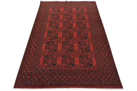 Turkmen Rug 6'9'' x 9'8'' Red Wool Vintage Tribal Hand-Knotted Oriental Carpet