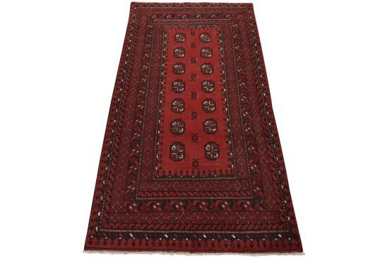 Turkmen Rug 3'4'' x 6'2'' Red Wool Vintage Tribal Hand-Knotted Oriental Carpet