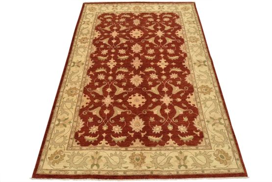 Ziegler Rug 6'3'' x 9' Red Wool Traditional Hand-Knotted Oriental Carpet