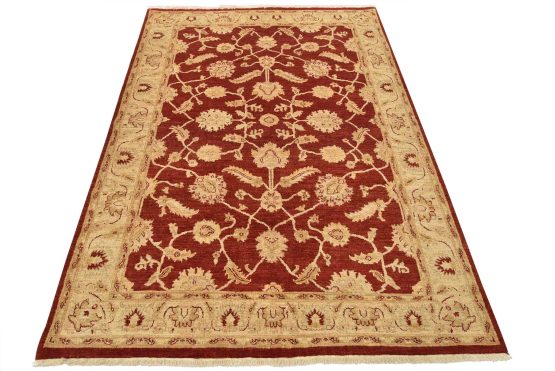 Ziegler Rug 5'10'' x 7'11'' Red Wool Traditional Hand-Knotted Oriental Carpet